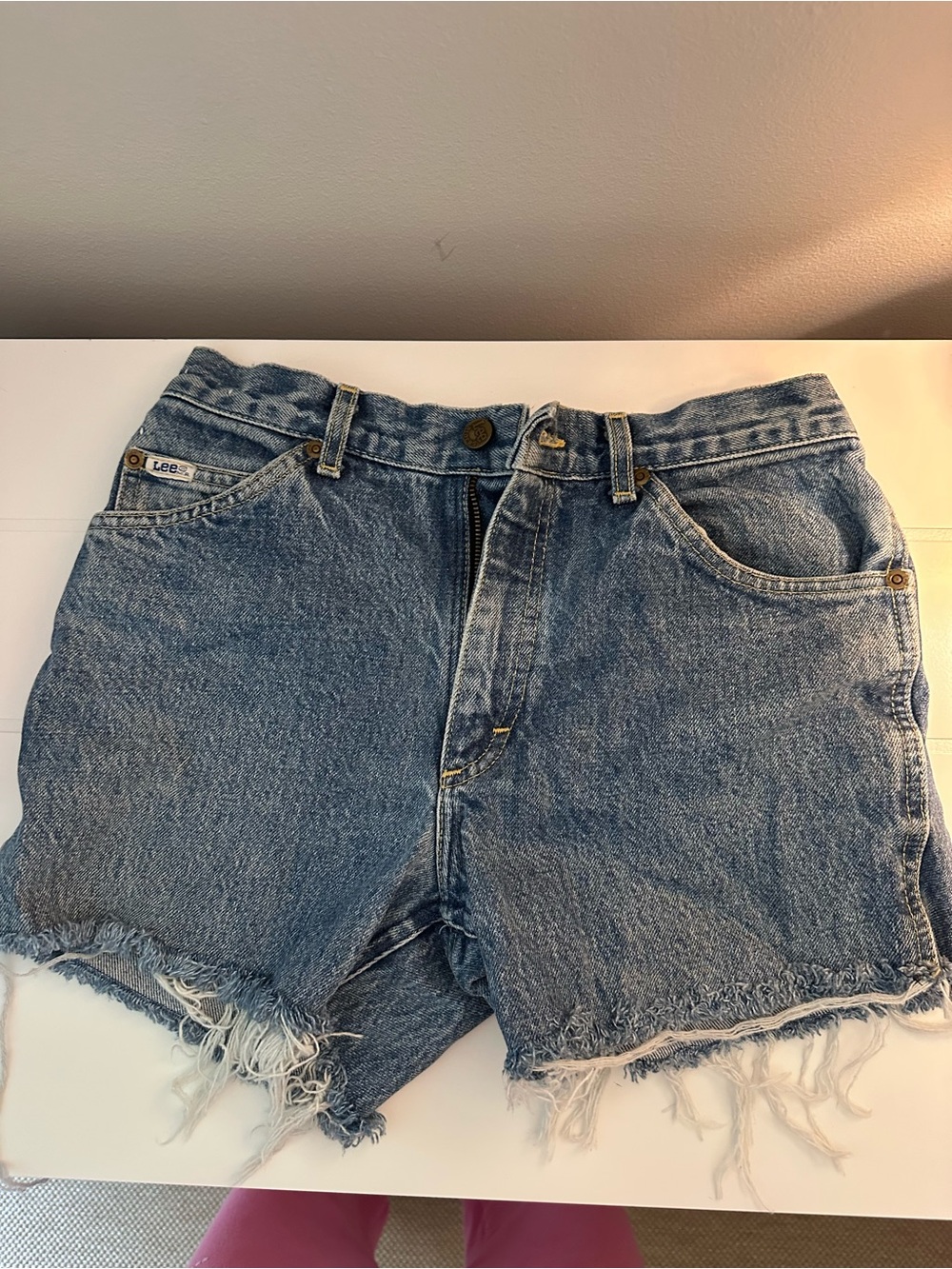 Lee Women's Light Blue Distressed Denim Cutoff Shorts